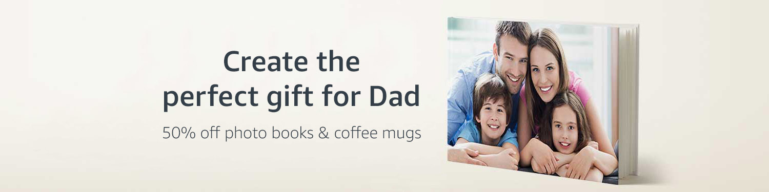 Create the perfect gift for dad. 50% off photo books and coffee mugs.