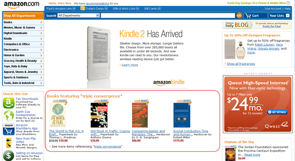 Illustration of recommendations based on Search Inside listing