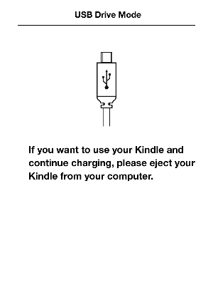 Illustration of Kindle screen when in USB drive mode.