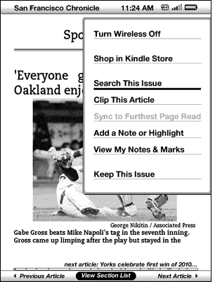 Illustration of text key on Kindle keyboard and reading formatting
 options.