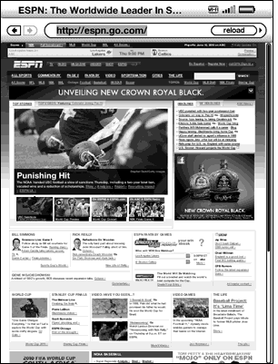Illustration of selecting a hyperlink within the Kindle browser