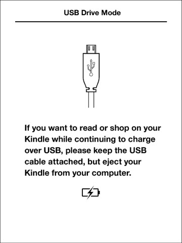 Description: Illustration of Kindle screen when in USB drive mode.