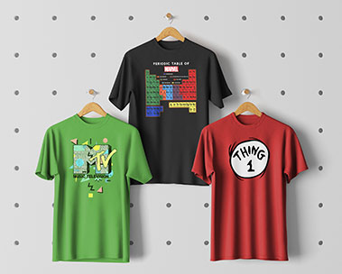 Assorted 4-plus-star graphic tees of different colors and brands. Amazon Merch on Demand.