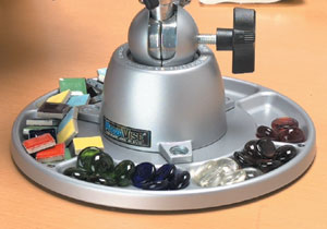 The 312 parts tray base mount included with the 350 multi-purpose work center filled with items