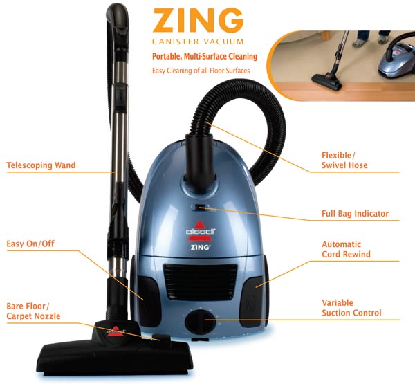 Bissell Zing Bagged Canister Vacuum, 22Q3