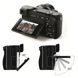 Frame at any angle with a tiltable 3” LCD