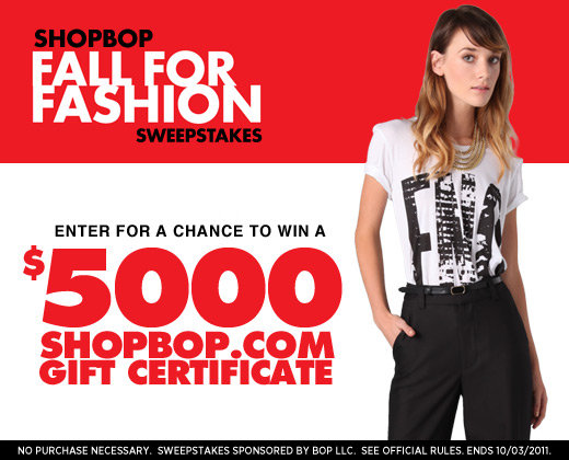 Fall for Fashion Sweepstakes from Shop Bop