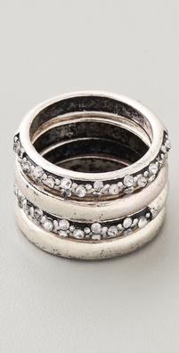 Adia Kibur Silver & Crystal Ring Set