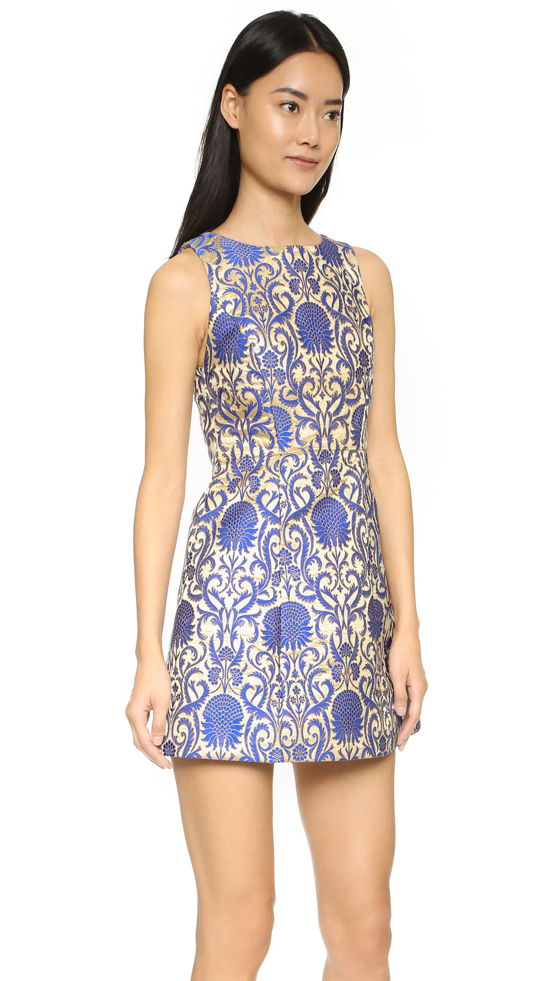 alice and olivia gold dress