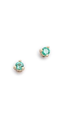 blanca monros gomez - 14k Gold Tiny Emerald Stud Earrings