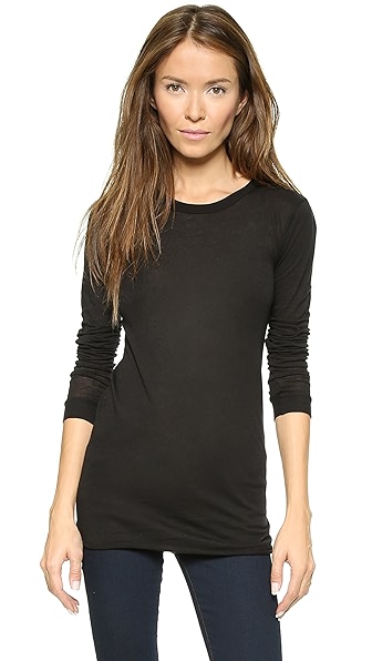 ENZA COSTA BOLD LONG SLEEVE CREW NECK TEE