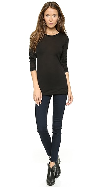 ENZA COSTA BOLD LONG SLEEVE CREW NECK TEE