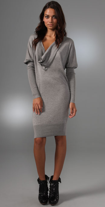 grey cowl neck sweater dress