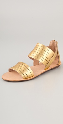 Loeffler Randall Heart LR Sam Metallic Flat Sandals