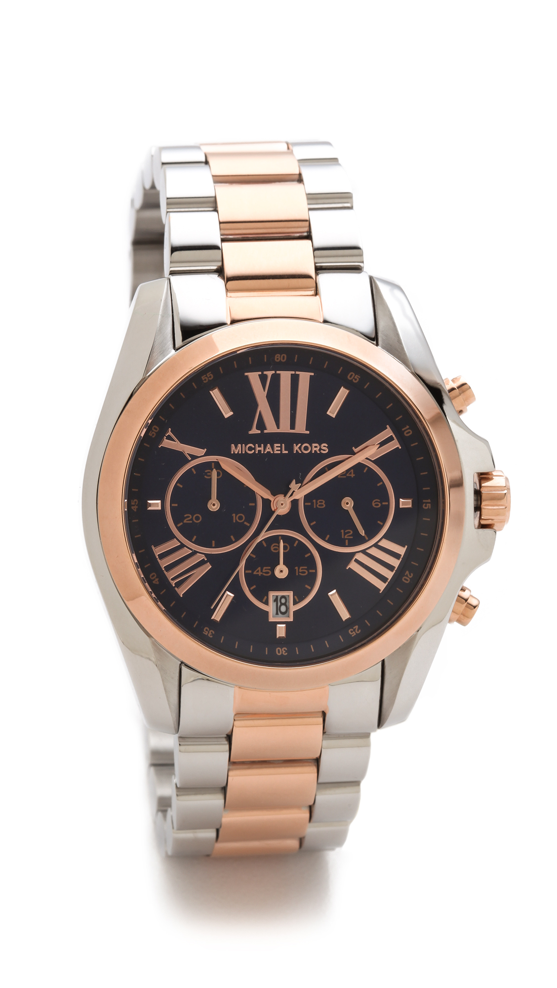michael kors two tone bradshaw watch