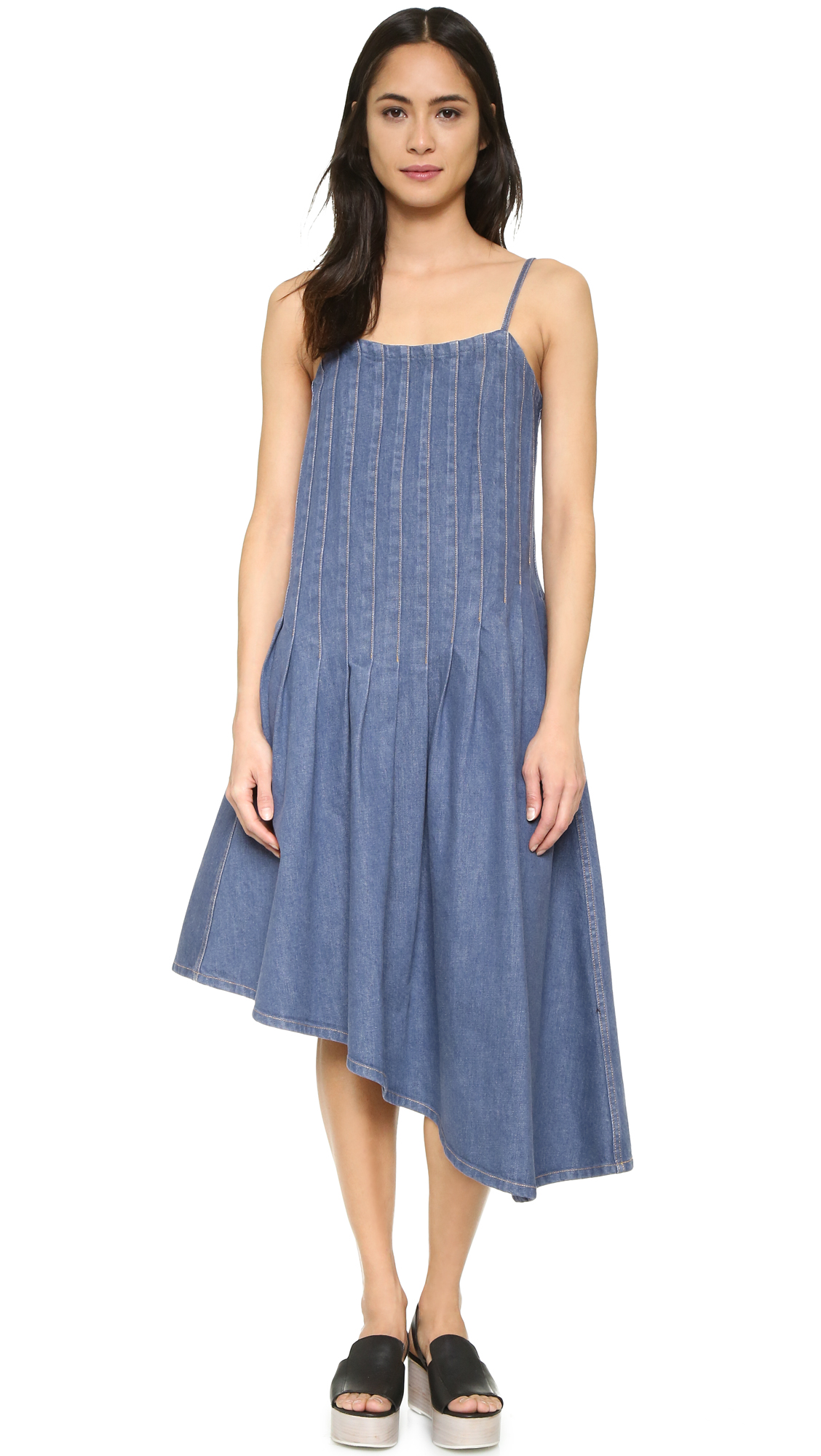 asymmetrical denim dress