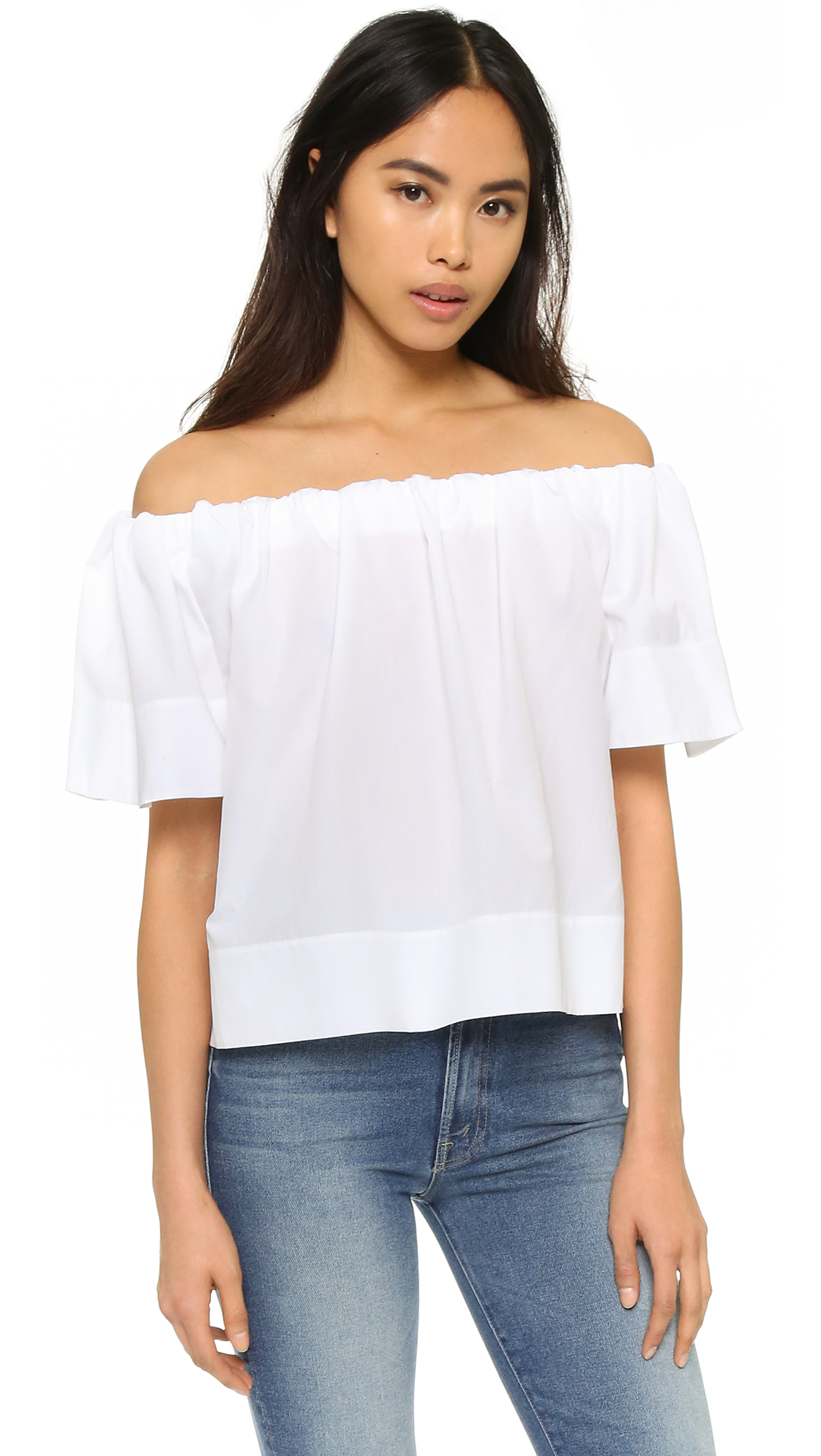 Off The Shoulder White Crop Blouse Rldm