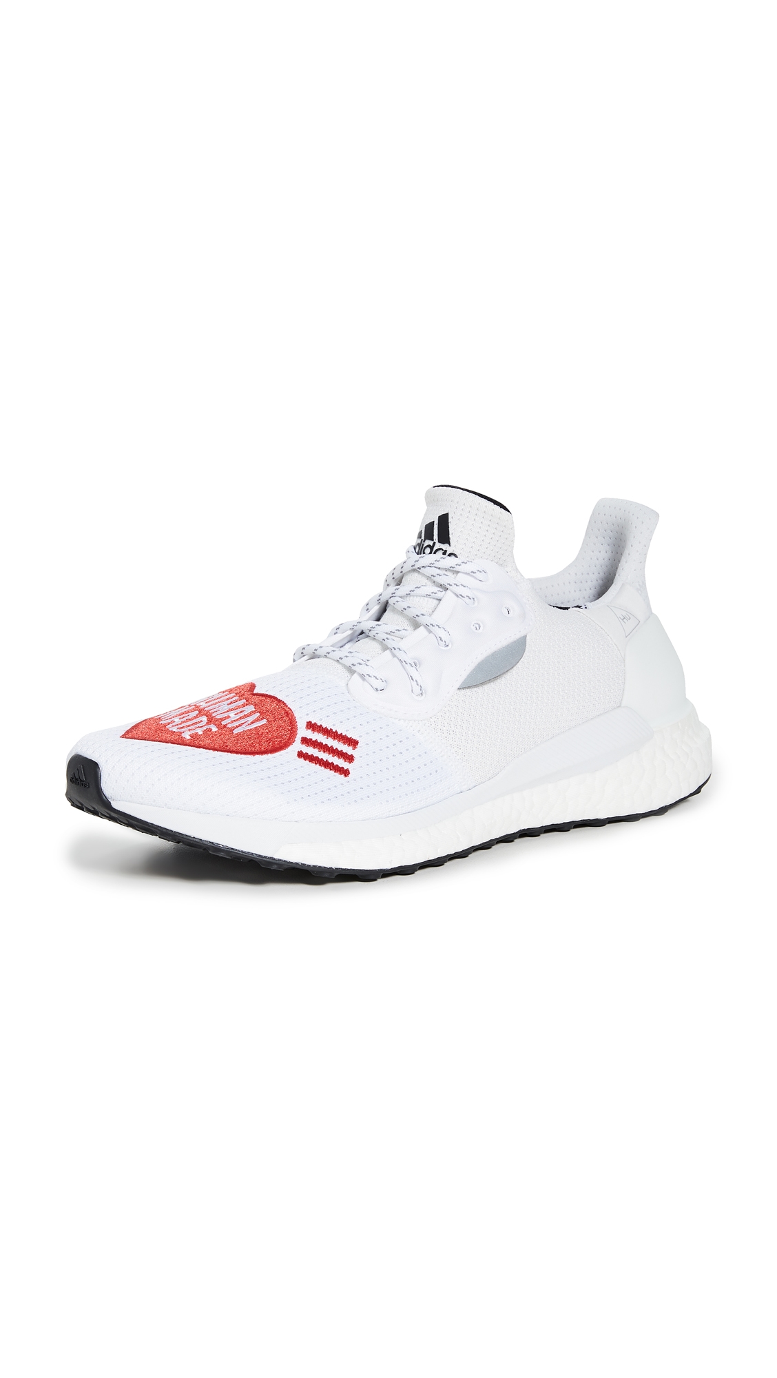 Adidas Originals Adidas By Pharrell Williams X Human Made White Solar Hu Love Sneakers In Ft White/c Black/scarle