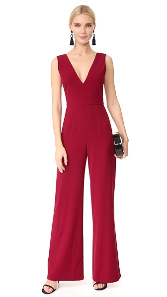 ALICE AND OLIVIA Lina Double V Neck Jumpsuit