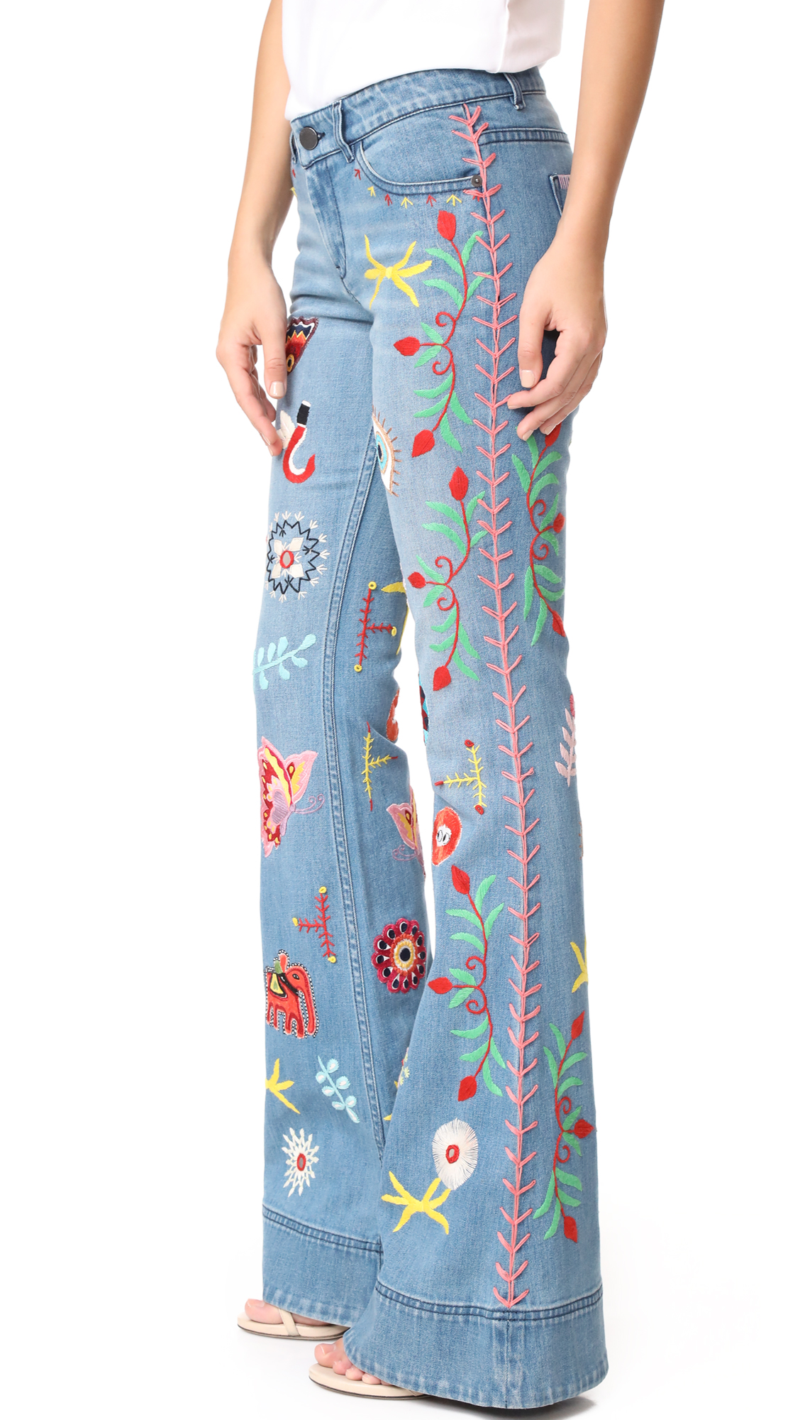 alice and olivia embroidered jeans