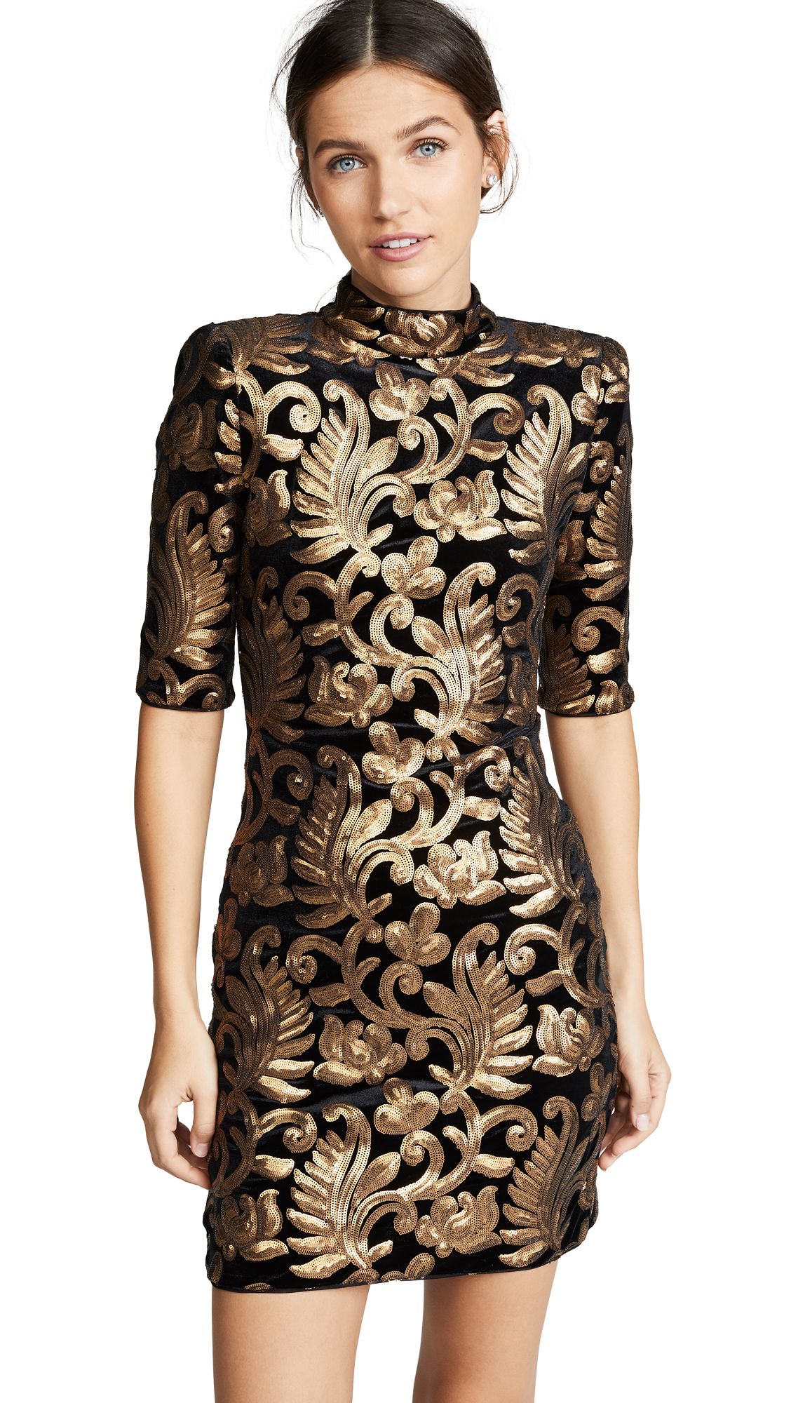 Alice and olivia gold and black dress Clearance