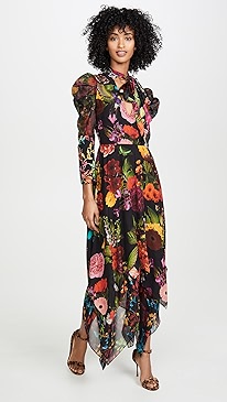 alice + olivia - Karen Tie Neck Tiered Handkerchief Dress