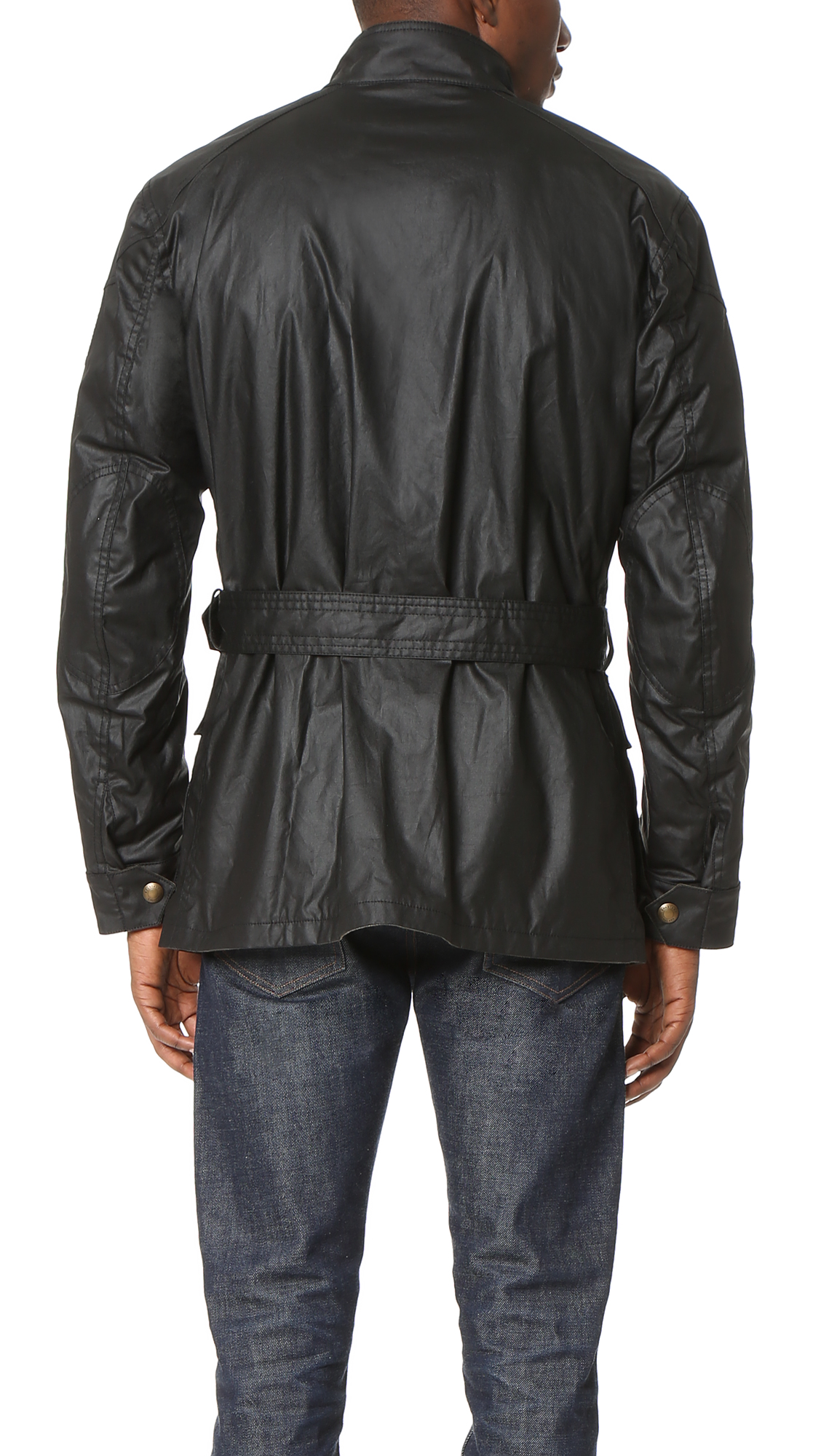 BELSTAFF TRAILMASTER WAXED COTTON UTILITY JACKET, BLACK ModeSens
