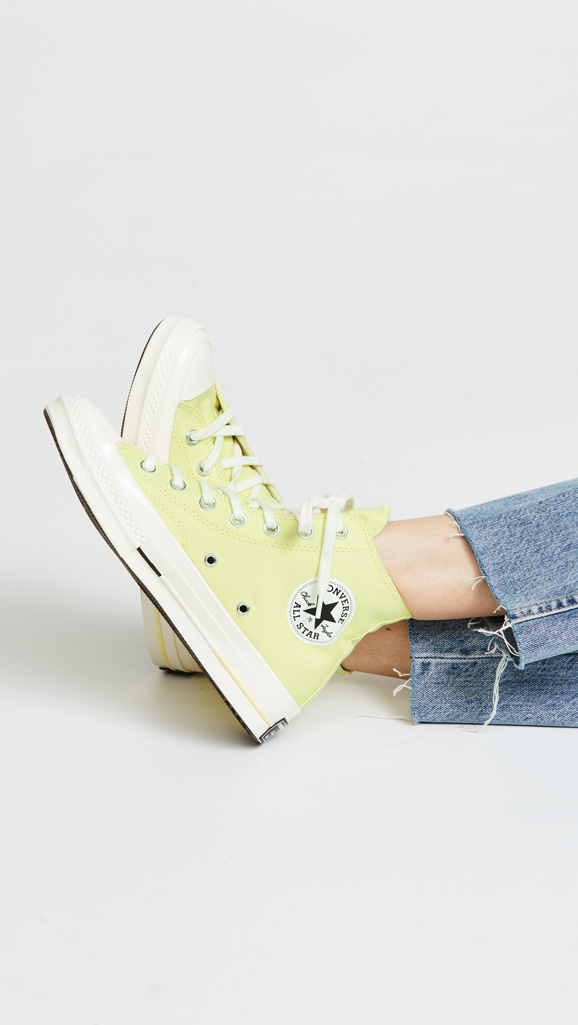 light yellow high top converse