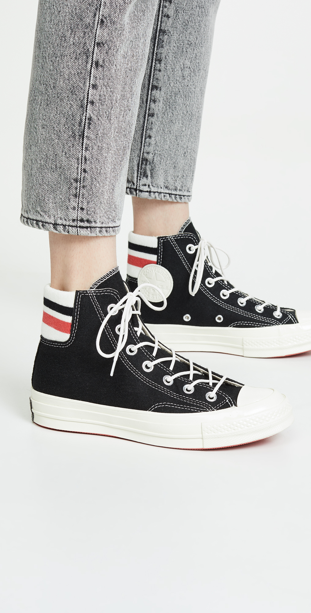 striped high top converse
