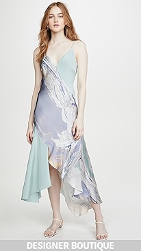 Cushnie - V Neck Slip Dress with Asymmetrical Style Lines