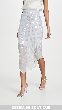 Cushnie - High Waisted Sheer Skirt with Iridescent Paillettes