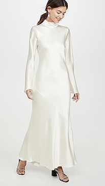 Divine Heritage - Crepe Back Satin Long Sleeve Gown
