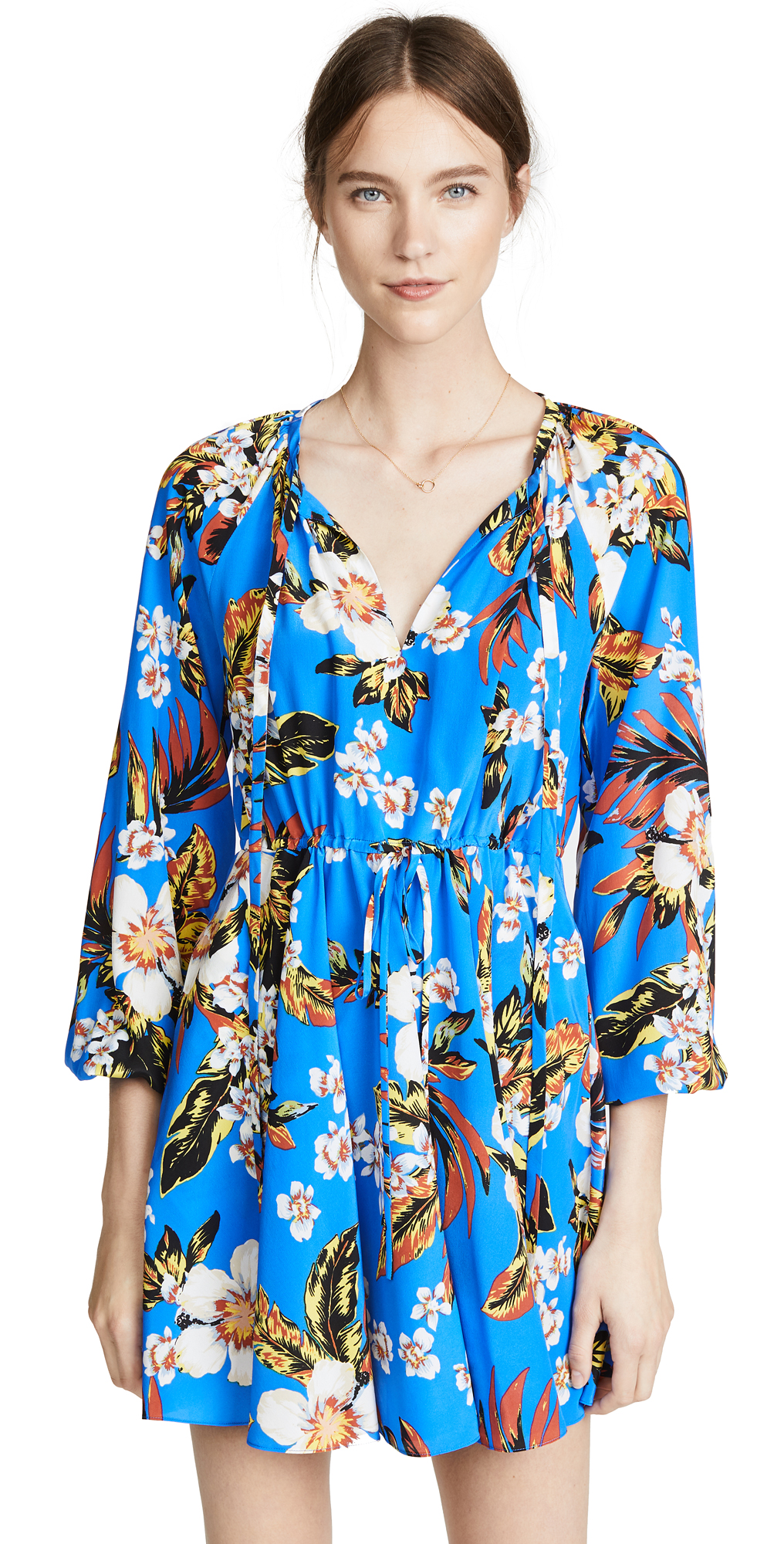 dvf cinch sleeve shirt dress