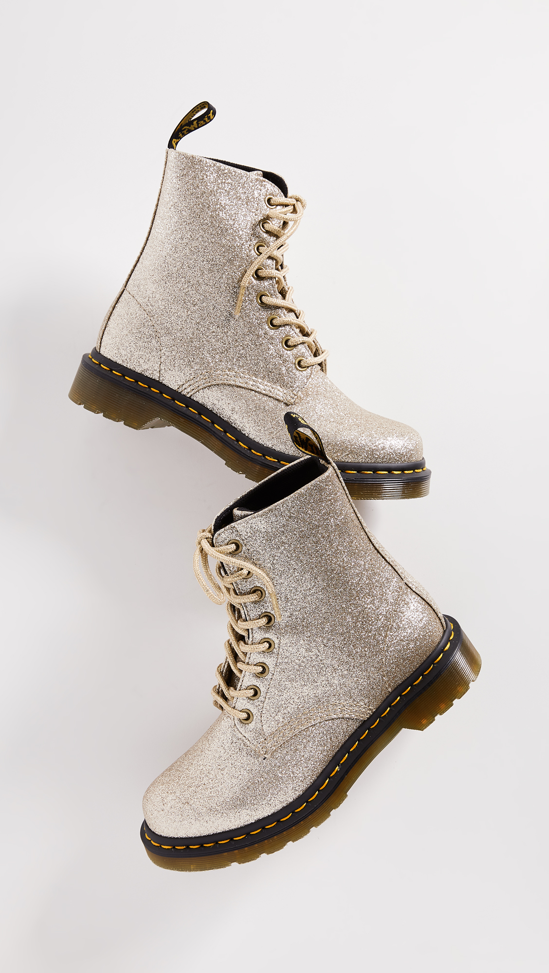 dr martens pascal glitter pale gold