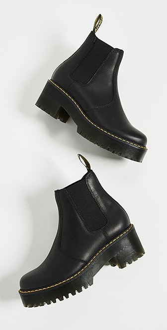 dr martens rometty black leather heeled chelsea boots