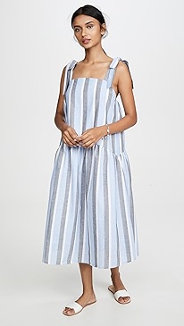 ENGLISH FACTORY - Curved Hem Striped Dress