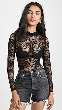 Fleur du Mal - Magnolia Lace Hoodie Bodysuit