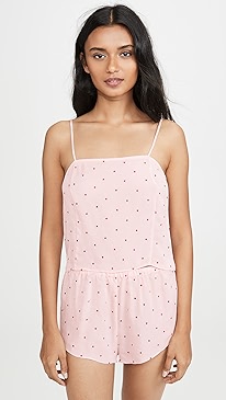 Fleur du Mal - Dot Embroidered Straight Neck Cami