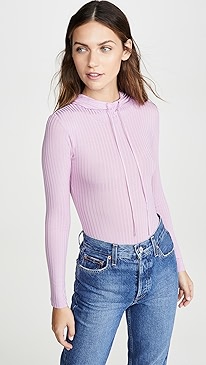 Fleur du Mal - Ribbed Knit Hoodie Bodysuit