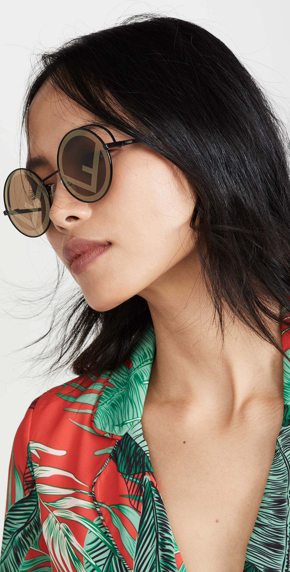 53mm logo lens round sunglasses fendi clearance