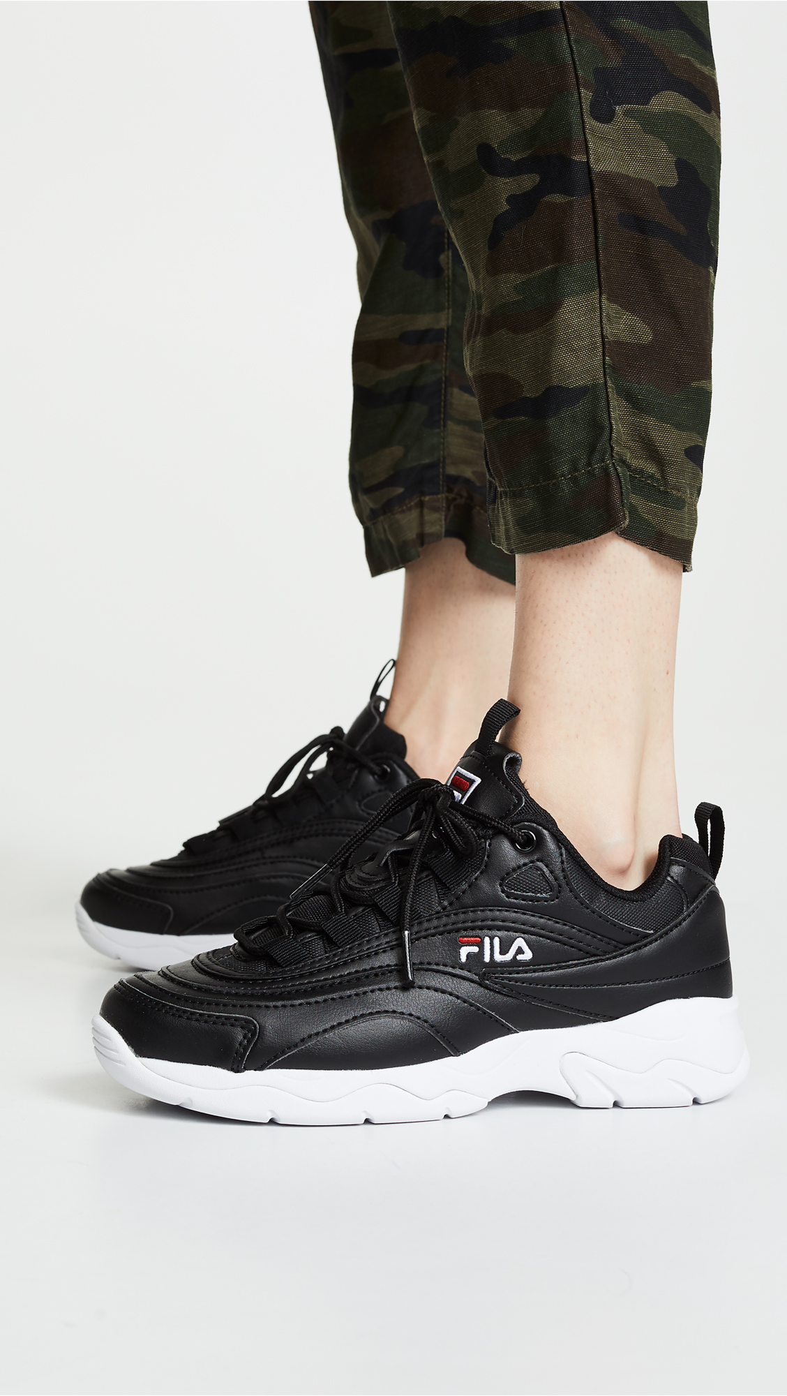 fila ray black white