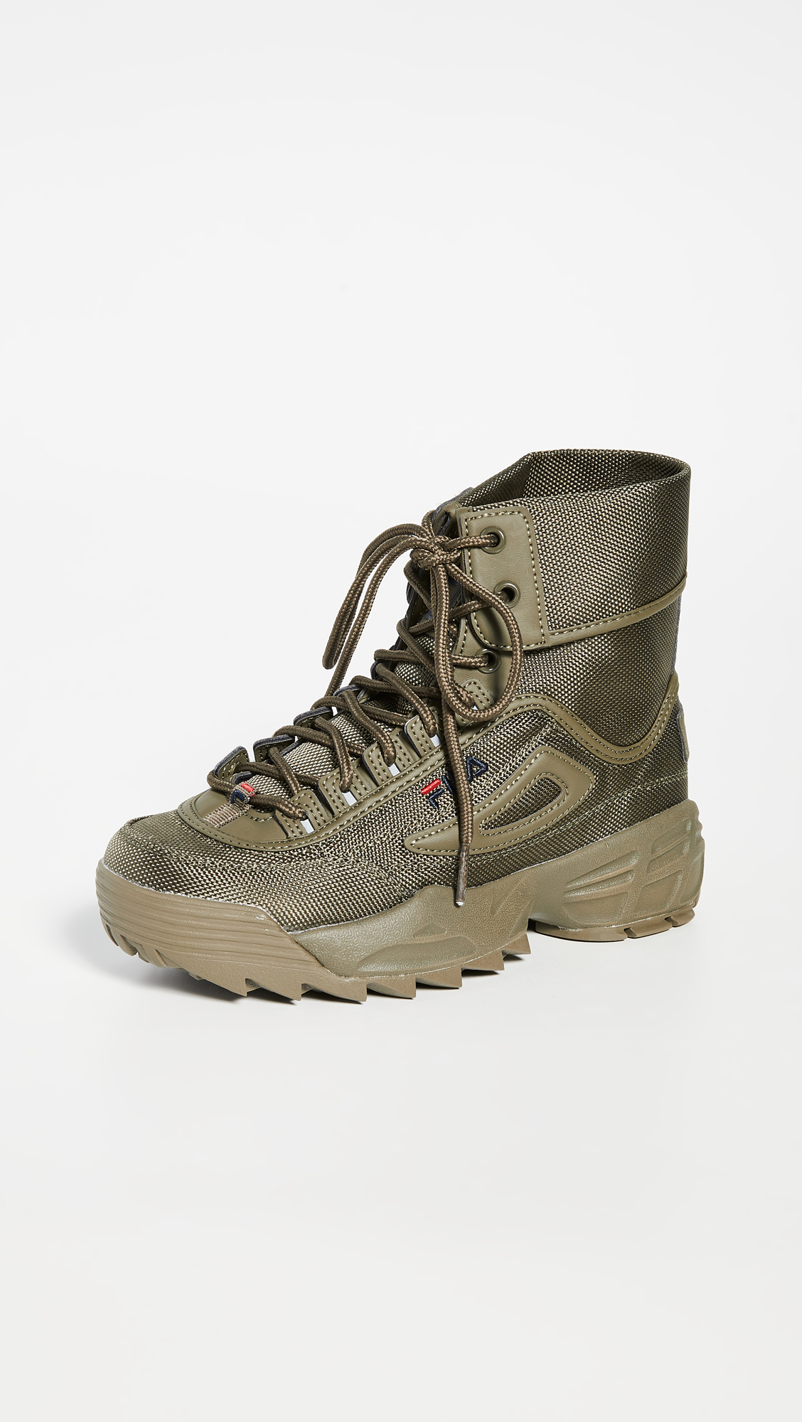 olive green fila boots
