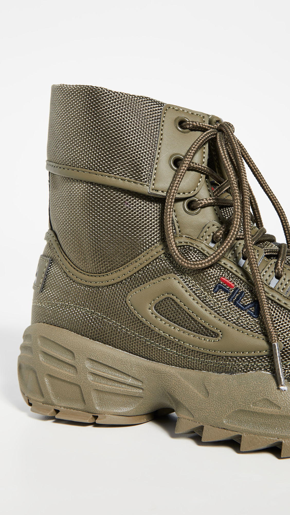 olive green fila boots