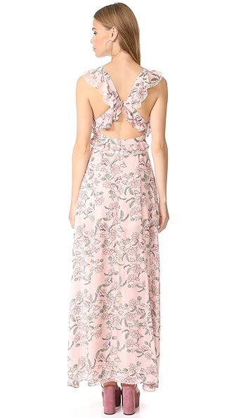 FOR LOVE & LEMONS BEE BALM FLORAL MAXI DRESS