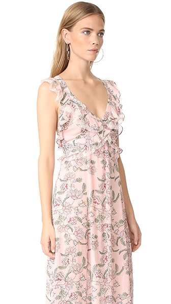 FOR LOVE & LEMONS BEE BALM FLORAL MAXI DRESS