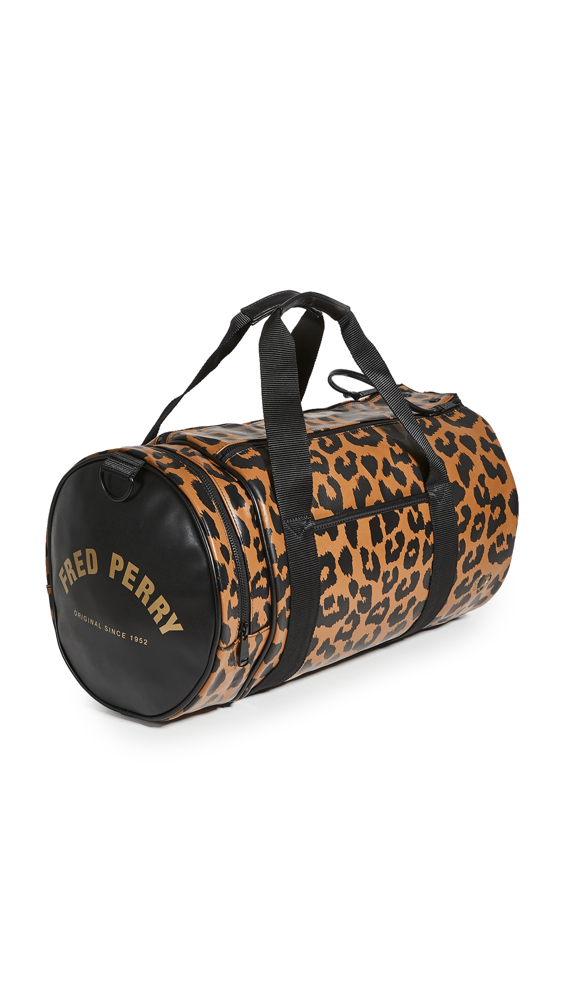FRED PERRY LEOPARD PRINT BARREL BAG