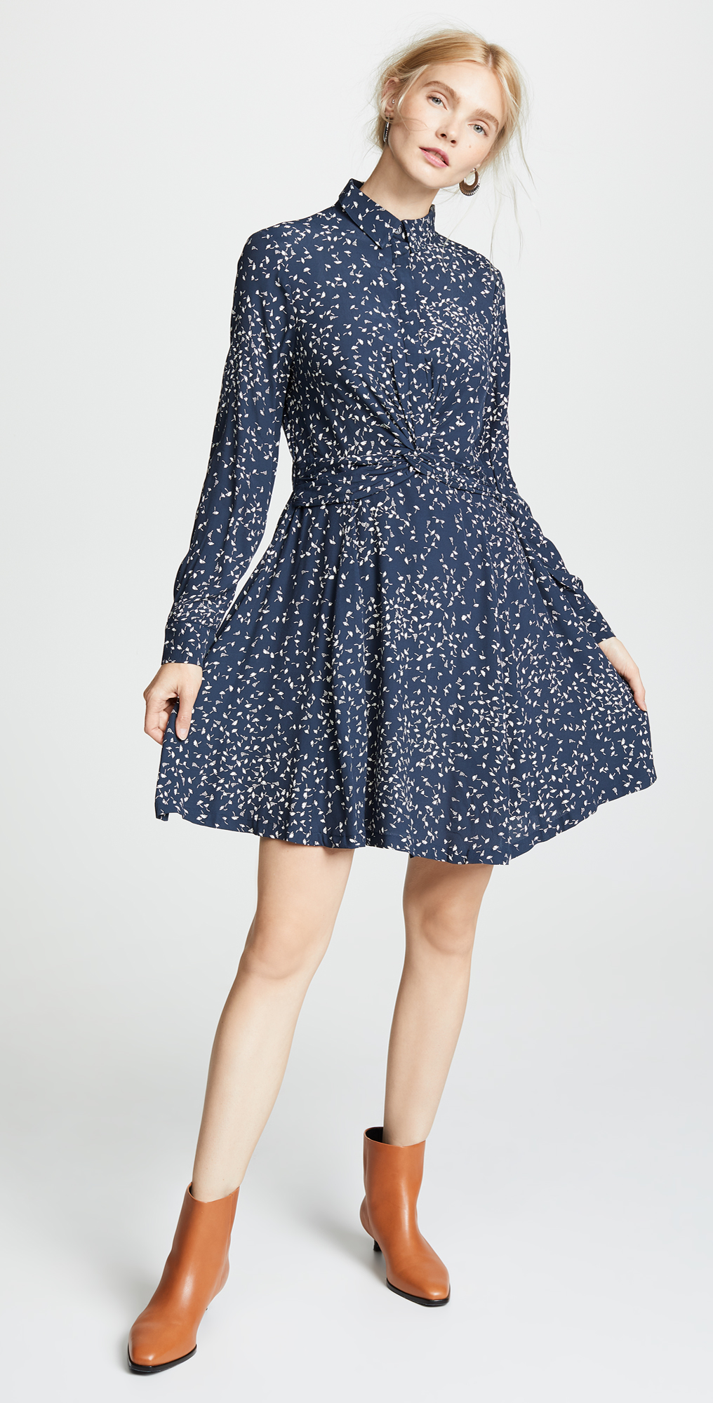 ganni barra crepe twist dress