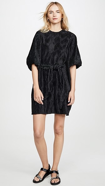 GANNI PLEATED SATIN DRESS