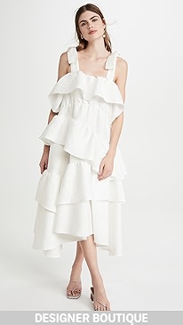 GOEN.J - Asymmetric Ruffled and Gathered Leopard Matelasse Dress