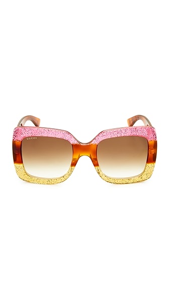 gucci glittered gradient oversized square sunglasses